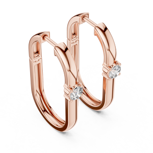 Pendientes de Aro de Moissanita en Tono Oro Rosa, con Engaste de Garra Redondo Solitario, Joyería para Mujer, Regalo para Fiesta - Product Image 3