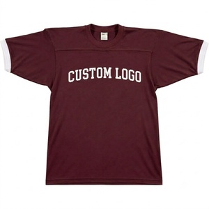 T-shirt à manches courtes en polyester marron avec logo personnalisé, col rond, séchage rapide, unisexe, jersey décontracté, imprimé, respirant, vêtements d'été - Product Image 1