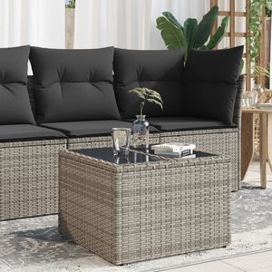 Tavolo da giardino in Rattan grigio da esterno con vetro temperato e acciaio verniciato a polvere resistente ed elegante - Product Image 1