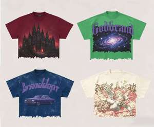 Camiseta Vintage con Logotipo Frontal, Oversize, Ecológica, Transpirable, Estilo Retro Urbano, con Letras y Diseños Góticos, Manga Corta - Product Image 4