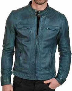 Veste en cuir pour homme au design personnalisé et tendance, avec col montant et logo sur le devant, fabriquée au Pakistan, veste d'hiver pour hommes et motards - Product Image 3