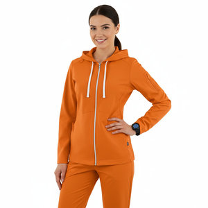 Blouse médicale à capuche en tissu extensible couleur personnalisée pour femme, veste zippée intégrale, uniforme d'infirmière, manteau d'hôpital dentaire, blouses de médecin - Product Image 1