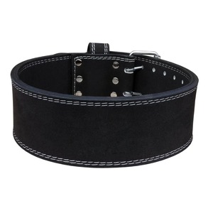 Cinturón de levantamiento de pesas de cuero resistente de 4 pulgadas con soporte lumbar de doble barra y logotipo personalizado, transpirable y cómodo para hombres, color negro. - Product Image 5