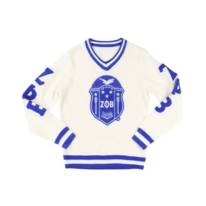 เสื้อสเวตเตอร์สีงาช้าง คอวี ติดกระดุม แบรนด์ Zeta Phi Beta สำหรับชมรมนักศึกษา ขายส่งเสื้อผ้าสไตล์กรีกแบบกำหนดเอง ไม่เป็นขุย - Product Image 1