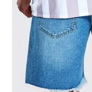Shorts Bermuda en jean déchiré pour homme, taille mi-haute, élastique, respirant, couleur unie, 100 % coton tissé, logo frontal, séchage rapide - Product Image 3