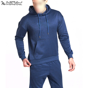 OEM ODM Comfortable Fully Customized Made Fashion Wear Wholesale Rate Solid Blue Color Hooded Full Sleeve Tracksuits For <b>Men</b> - Product Image 4