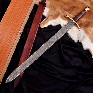 Espada Vikinga de Cobre Damasco Hecha a Mano – Espada Medieval Forjada a Mano para Exhibición, Regalo para Colgar en la Pared, Regalo para Boda, Espada de Cumpleaños - Product Image 4
