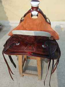 Selle artisanale haut de gamme |   Selle de cheval en cuir brut de qualité supérieure, style western |   Équipement d'équitation pour le ranching |   Édition 2026 - Product Image 3