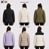 Veste matelassée d'hiver pour femme X Sports City, col montant, fermeture éclair de haute qualité, couleur unie, tissu uni
