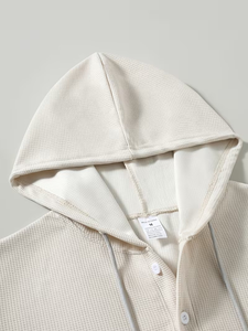 Men's Hooded Short Sleeve T-Shirt Solid Color Knitted 100% Cotton Casual Regular Fit Breathable Eco-Friendly 240 Grams - Product Image 3