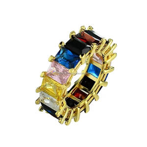 925 Sterling Silver Moissanite Diamond Rectangular Cut Stone Band <b>Ring</b> Premium <b>Iced</b> Style Statement Jewelry For Importers - Product Image 1