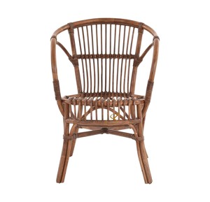 Antique Brown <b>Rattan</b> Dining <b>Chair</b> with Armrests Handcrafted Wicker <b>Tub</b> Armchair for Vintage Restaurant Cafe Hotel Furniture Shop - Product Image 5