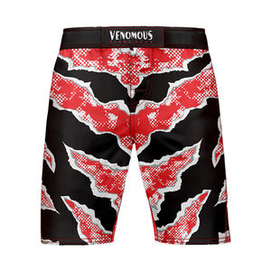 กางเกงขาสั้นชายสีแดงดำแบบถักเนื้อผ้าทึบ ยี่ห้อ Venomous เป็นมิตรต่อสิ่งแวดล้อม แห้งเร็ว ทรงสปอร์ต เอวยางยืด ความยาวปานกลาง - Product Image 1