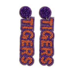 Pendientes Colgantes Hechos a Mano con Cuentas de Semillas Plateadas Verdes en Forma de Flor, Diseño Destacado para Aficionados de los Baylor Bears para el Día del Partido y el Tailgating - Product Image 5