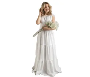 白色长裙高品质低价产品2024吉普赛夏季波西米亚加大码休闲优雅马克西连衣裙