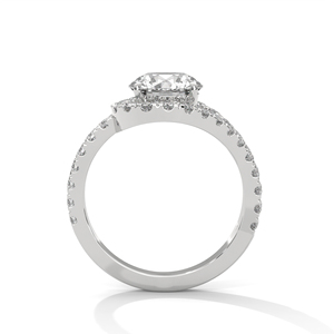 Bague de fiançailles en or blanc avec moissanite, taille brillant rond, sertissage pavé, bijoux classiques pour femme - Product Image 3