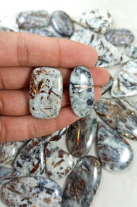 ขายส่งจำนวนมากของ astrophyllite Cabochon อัญมณีหลวมในรูปทรงที่แตกต่างกันและขนาดสำหรับการทำเครื่องประดับ - Product Image 5