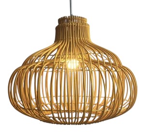 Creative Pumpkin Design Natural Rattan Lampshade Handmade Woven Ceiling Pendant <b>Light</b> <b>Fixture</b> <b>Rustic</b> Chandelier Lamp For Interio - Product Image 2