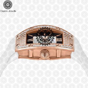 Montre de luxe pour homme Charm_Jewells, boîtier tonneau 40 mm, bracelet en acier inoxydable or rose, mouvement mécanique analogique, date automatique, étanche 10 bars - Product Image 5