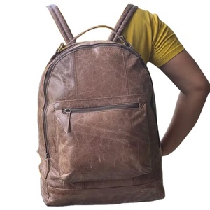 High Quality 100% Pure Buffalo Leather Multipurpose Travel Office Backpacks Front Zipper Pocket Laptop Business Bags For Unisex - Product Image 3