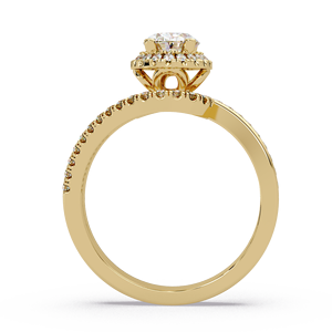 Anillo Solitario Prestige Halo, Oro Puro de 14K, Corte Ovalado, Diamante Cultivado en Laboratorio, Certificado IGI, Anillos de Compromiso, Anillo de Bodas para Mujer - Product Image 4
