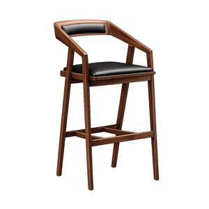 Taburete de Bar Moderno Vito de Teca Sólida Premium al por Mayor con Brazos y Asiento Tapizado Oscar para Restaurante, Cafetería, Hotel, Mostrador - Product Image 1