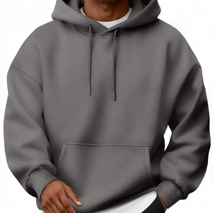 Men <b>Plain</b> <b>Hoodie</b> Pullover Solid Custom Hooded Sweatshirt Heavyweight Fleece <b>Hoodie</b> Kangaroo Pocket 100% Cotton Blend Relaxed Fit - Product Image 1