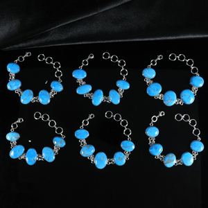 Top Selling Handmade 925 Sterling Silver Plated Natural Turquoise Gemstone Multi-<b>Stone</b> Oval Link <b>Bracelet</b> Opaque <b>Stone</b> Jewelry - Product Image 1