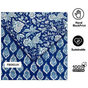 Jaipur Modern Hand Block Printed Cotton Fabric Yard Indian Floral Textile Eco Friendly Sustainable Durable Soft <b>Machine</b> Washable - Product Image 1