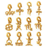 Breloques pour la fabrication de bijoux avec pendentifs zodiacaux plaqués or 18 carats, fermoir amovible pour bracelets de plage DIY