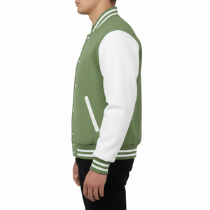 เสื้อแจ็คเก็ตวาร์ซิตี้ชาย ผ้าฝ้ายผสมโพลีเอสเตอร์ 360 GSM ทรงปกติ ติดกระดุมแป๊ก แขนยาว สไตล์ลำลอง สตรีทแวร์ เนื้อผ้านุ่ม สวมใส่สบาย รับผลิตแบบ OEM - Product Image 3