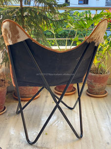 Chaises papillon en cuir fourrure Vintage, nouveau, mignonnes, décoratives faites à la main, confortables, pour salle à manger - Product Image 4