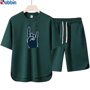 ชุดลำลองแบบ unisex สวมใส่สบาย พิมพ์ลายเรียบง่าย เสื้อยืดไซส์ใหญ่ ชุดเซ็ตใหม่ คอลเลคชั่นฤดูร้อน ชุดจ็อกเกอร์ผู้ชายสั่งทำพิเศษ ระบายอากาศได้ดี - Product Image 5