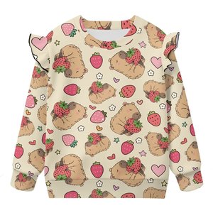 Sweat-shirt à col rond et manches longues pour enfants, vêtements de sport, sweat-shirt en tricot avec manches évasées, nouvelle collection automne et hiver - Product Image 3