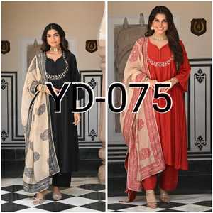 ชุดสูทผ้าไหมอินเดียปากีสถานสีลาเวนเดอร์ ดีไซน์ทันสมัย สำหรับผู้หญิง สวมใส่ในงานปาร์ตี้ งานแต่งงาน หรืองานพิธีต่างๆ  แบบพิเศษเฉพาะตัว - Product Image 3