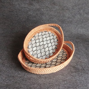 Bandeja de mimbre con forma ovalada para mesa de centro, bandeja de mimbre con perlas naturales, hecha a mano, diseño personalizado, venta al por mayor de Vietnam - Product Image 3