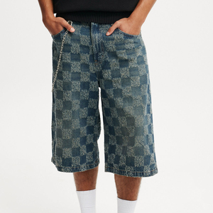Shorts de sport amples et imperméables en mélange polyester/coton, motif écossais, avec cordon de serrage, longueur genou, poches, grandes tailles - Product Image 2