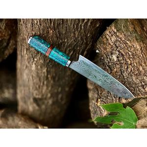Cuchillo de Chef Personalizado Hecho a Mano Jexmoo con Hoja de Acero de Damasco de 8 Pulgadas, Mango de Madera y Funda de Cuero - Regalo para Chef - Product Image 4