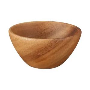 Tazón de madera para servir con acabado natural, hecho a mano, para ensalada de frutas, vajilla retro para cocina, tazón para servir sopa y salsa - Product Image 4