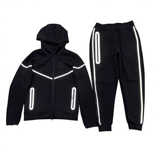 Ensemble de jogging décontracté pour homme personnalisé, deux pièces, 100% polyester, polaire, sweat-shirt à capuche, pantalon de survêtement, vêtements de sport - Product Image 1