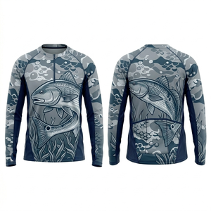 Maillot de pêche personnalisé à sublimation, manches longues, respirant, confortable, protection UV, tissu à séchage rapide - Product Image 1