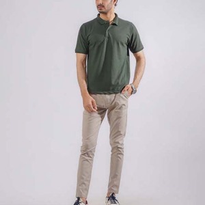 Polo à manches courtes pour homme, couleur unie, décontracté, tricoté, uni, vert - Product Image 4