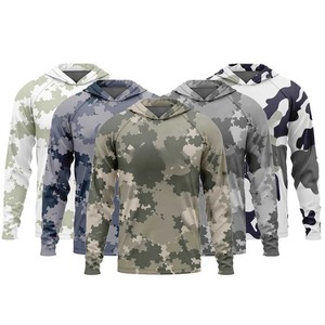 Camiseta de Pesca Unisex con Capucha, Manga Larga, Camuflaje, Impermeable, Antibacteriana, Secado Rápido, UPF 50, Spandex/Poliéster - Product Image 1