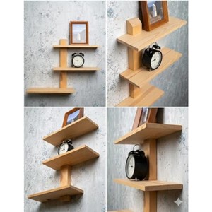Mango Wood 3-Tier <b>Floating</b> Wall Shelf <b>Unit</b> - Handcrafted Wholesale Home Organizer - Product Image 4