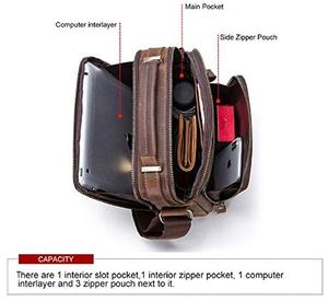 Bolso de Pecho de PU Marrón para Hombre Lichee, Bolso de Hombro con Cierre de Cremallera, Estilo Clásico, Duradero, Grande, para Uso Diario, Todas las Temporadas - Product Image 2