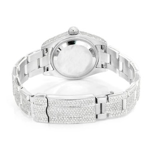 Montre de haute qualité avec diamants ronds, or blanc, moissanite, cadran bleu ciel personnalisé, entièrement pavée de diamants, pour homme et femme - Product Image 4