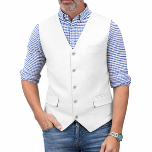 Tabliers en toile tissée imperméables et résistants à l'huile, personnalisables en usine, avec fermeture à boutons, pour uniformes de restaurant et de bar pour hommes - Unisplendable - Product Image 1