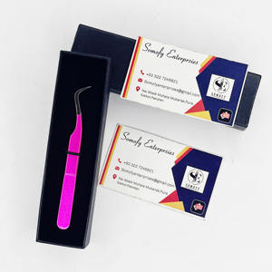 Pinzas Japonesas para Pestañas de 10 mm de Longitud, Hechas a Mano, de Color Rosa Intenso, con Punta Curva, Dentada/Lisa, Duraderas y de Precisión - Product Image 1