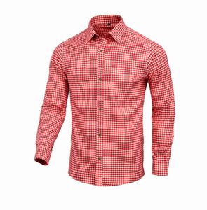 Chemise traditionnelle bavaroise rouge pour hommes, tenue allemande en coton à manches longues, du S au 4XL - Product Image 1