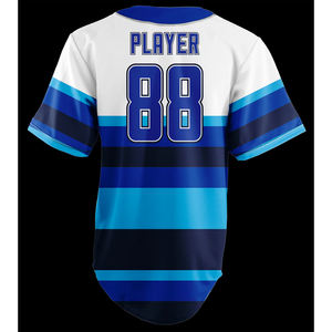 Uniformes Deportivos de Béisbol Sublimados Personalizados con Rayas, Jersey de Béisbol y Sóftbol Sublimado con Dos Botones - Product Image 2